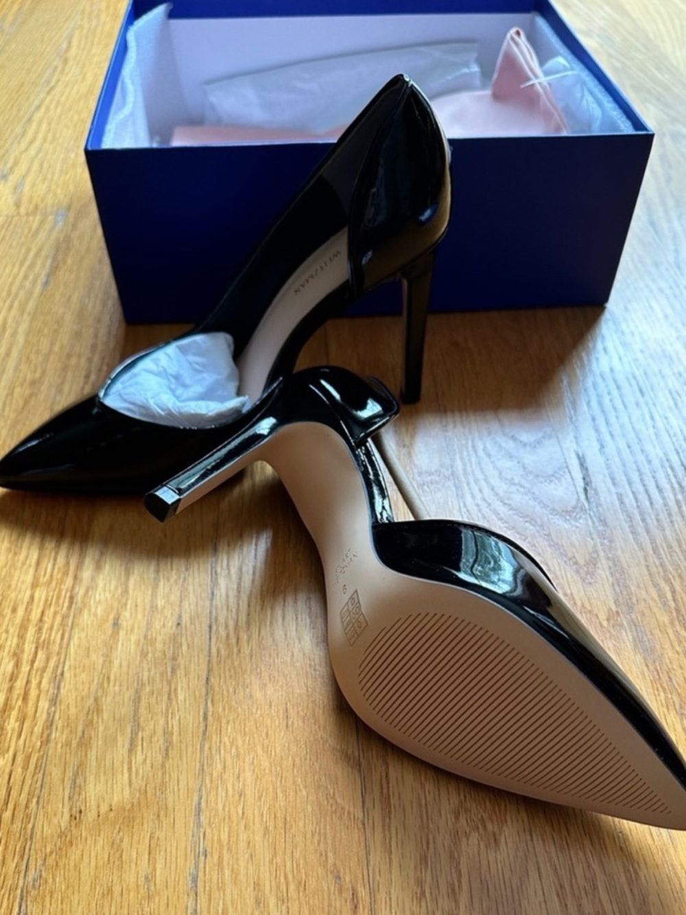 NWT Stuart Weitzman Black Patent Avenue 95 Pointed Heels Sz 6.5 - Picture 4 of 7
